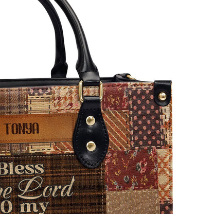 Personalized Christian Leather Bag, Blessed The Lord Leather Handbag, Faith Handbag