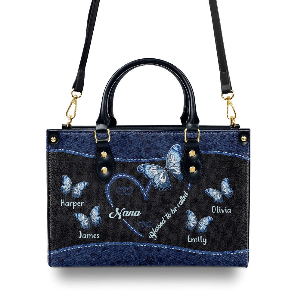 Personalized Christian Leather Bag, Blessed To Be Called Grandma Leather Handbag, Faith Handbag