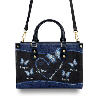 Personalized Christian Leather Bag, Blessed To Be Called Grandma Leather Handbag, Faith Handbag