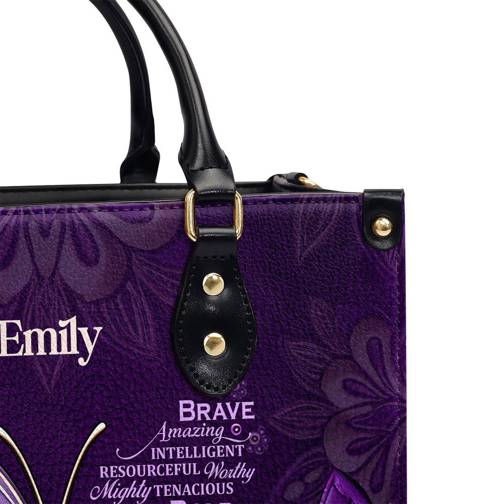 Personalized Christian Leather Bag, Brave Amazing Intelligent Resourceful Tenacious Mighty Important Leather Handbag, Faith Handbag