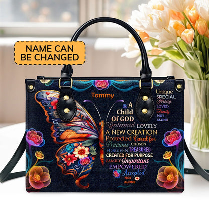 Personalized Christian Leather Bag, Child Of God Leather Handbag, Faith Handbag