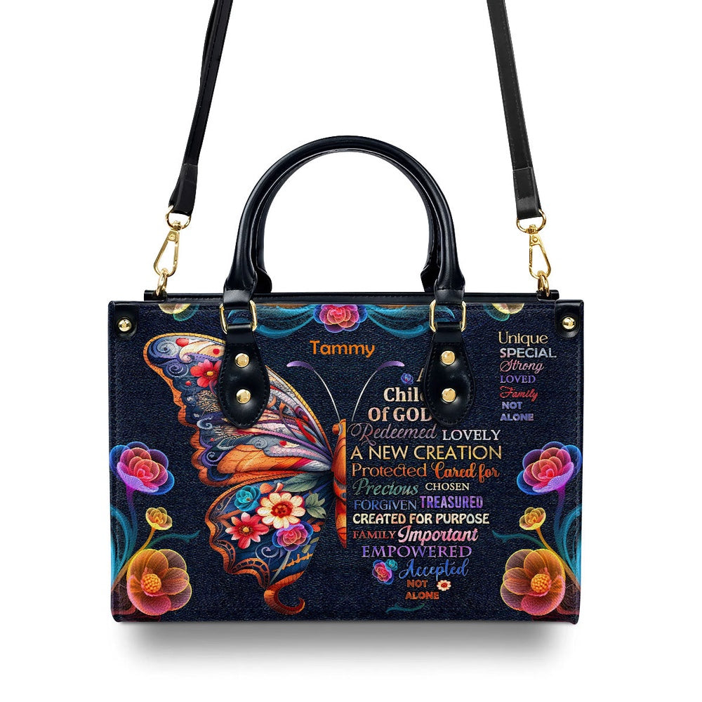 Personalized Christian Leather Bag, Child Of God Leather Handbag, Faith Handbag