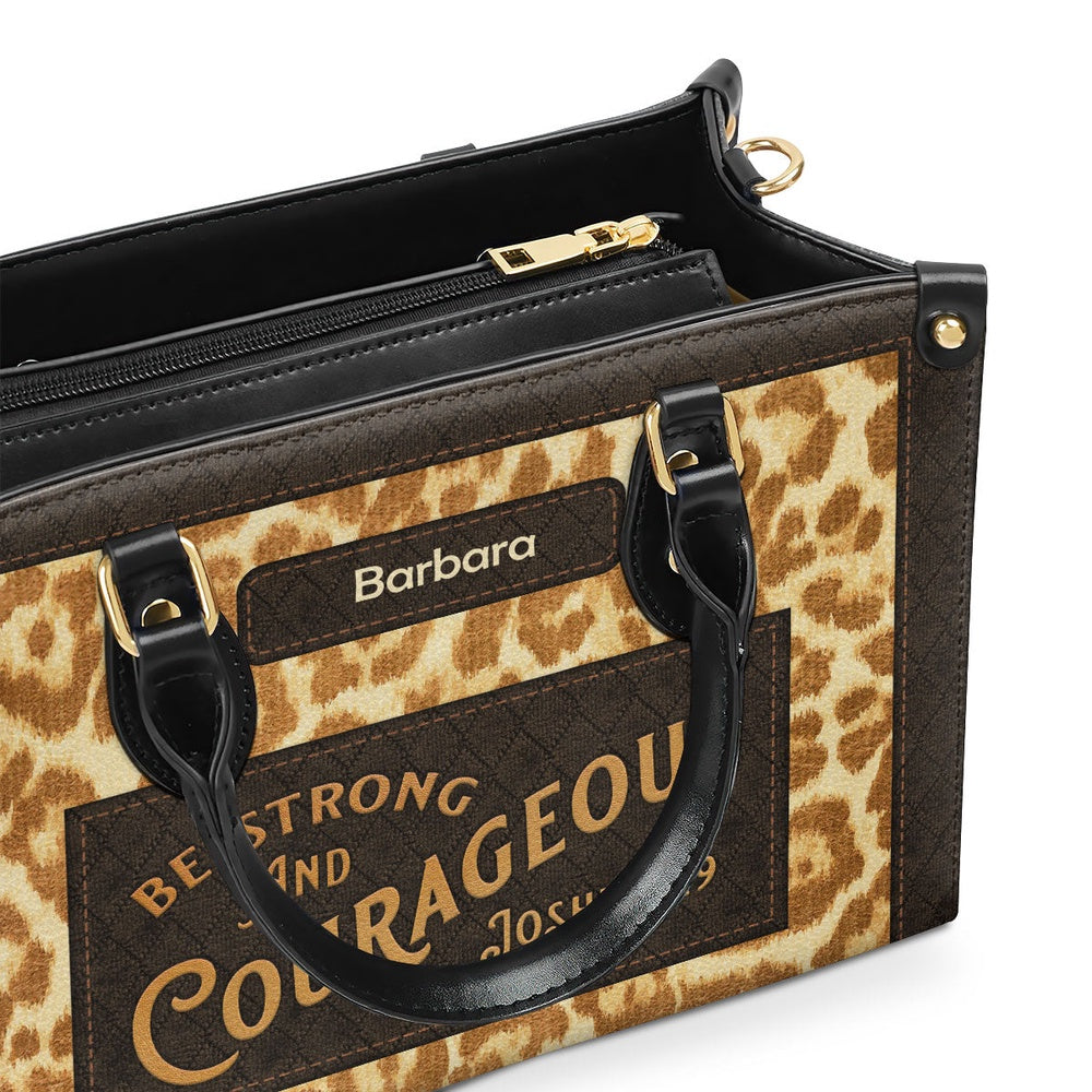 Personalized Christian Leather Bag, Christian Gift For Women's Ministry Be Strong And Courageous Joshua 19 Leather Handbag, Faith Handbag