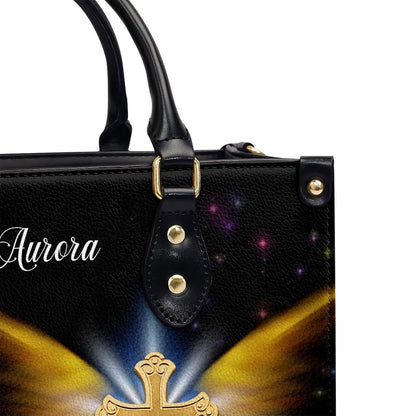 Personalized Christian Leather Bag, Christian Gifts For Women Of God Hide Me In The Shadow Of Your Wings Psalm 178 Leather Handbag, Faith Handbag