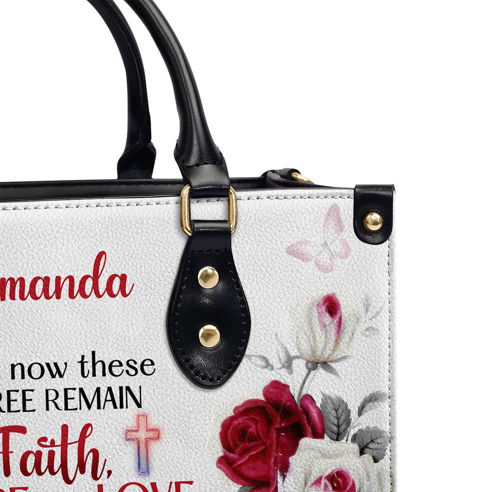 Personalized Christian Leather Bag, Corinthians 1313 Leather Handbag, Faith Handbag