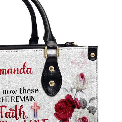 Personalized Christian Leather Bag, Corinthians 1313 Leather Handbag, Faith Handbag