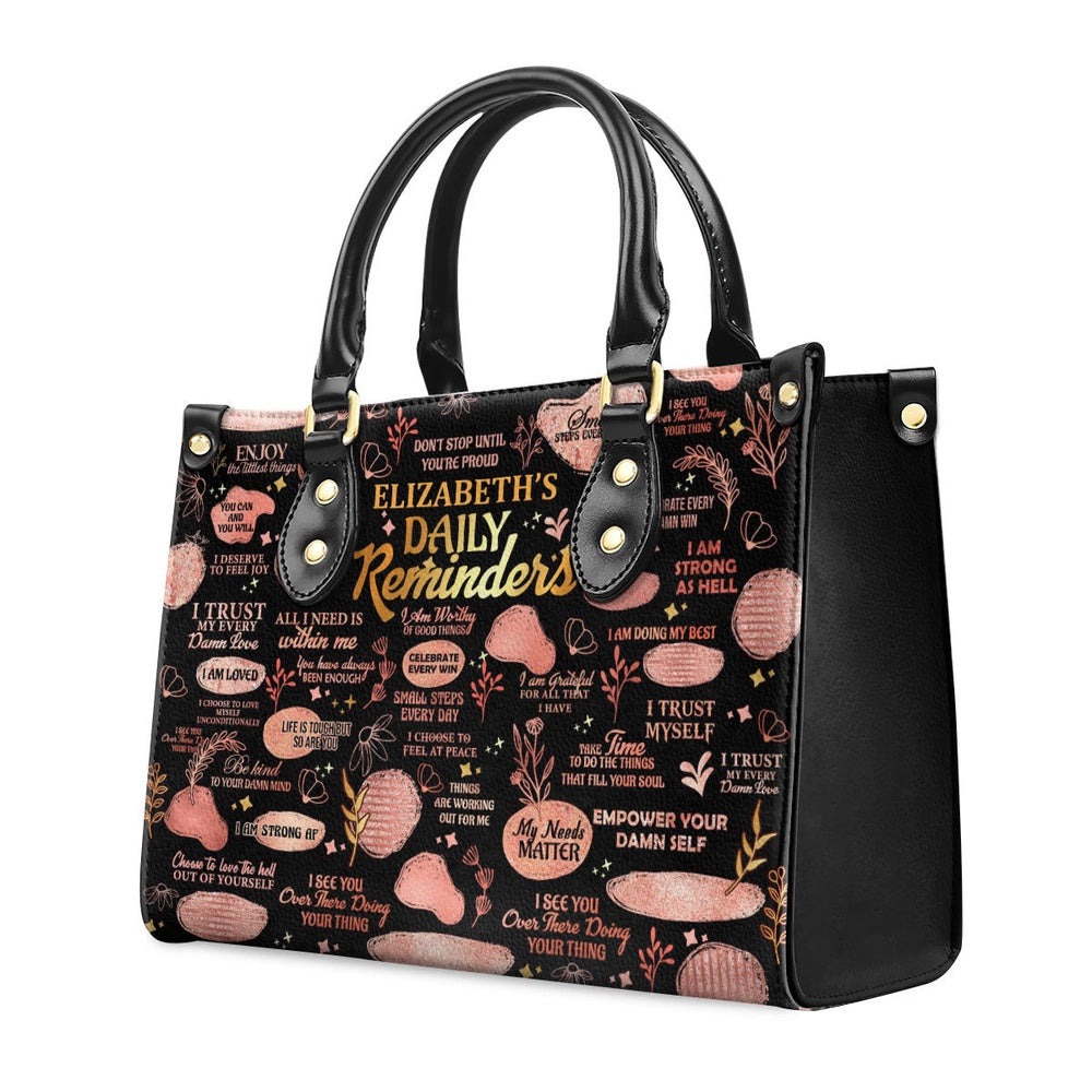 Personalized Christian Leather Bag, Daily Reminders Personalized Leather Handbag, Faith Handbag
