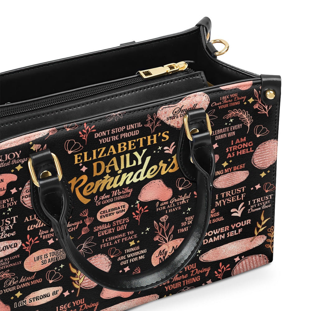 Personalized Christian Leather Bag, Daily Reminders Personalized Leather Handbag, Faith Handbag