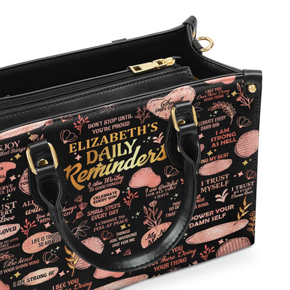 Personalized Christian Leather Bag, Daily Reminders Personalized Leather Handbag, Faith Handbag