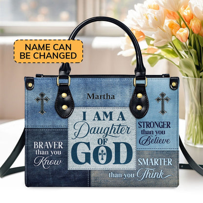 Personalized Christian Leather Bag, Daughter Of God Leather Handbag, Faith Handbag
