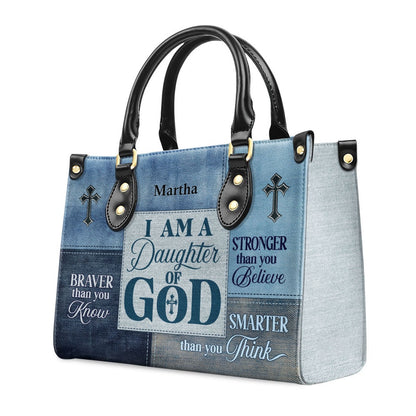 Personalized Christian Leather Bag, Daughter Of God Leather Handbag, Faith Handbag