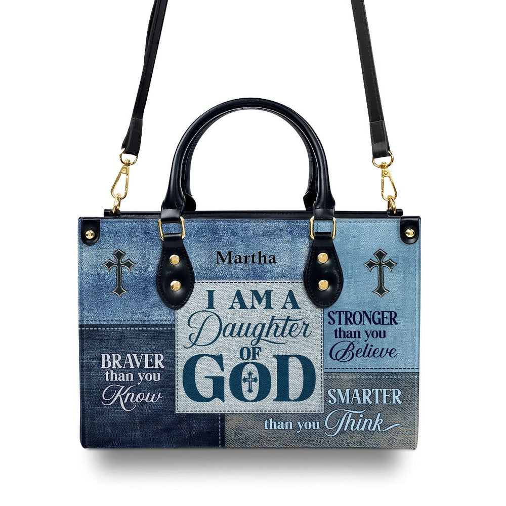 Personalized Christian Leather Bag, Daughter Of God Leather Handbag, Faith Handbag
