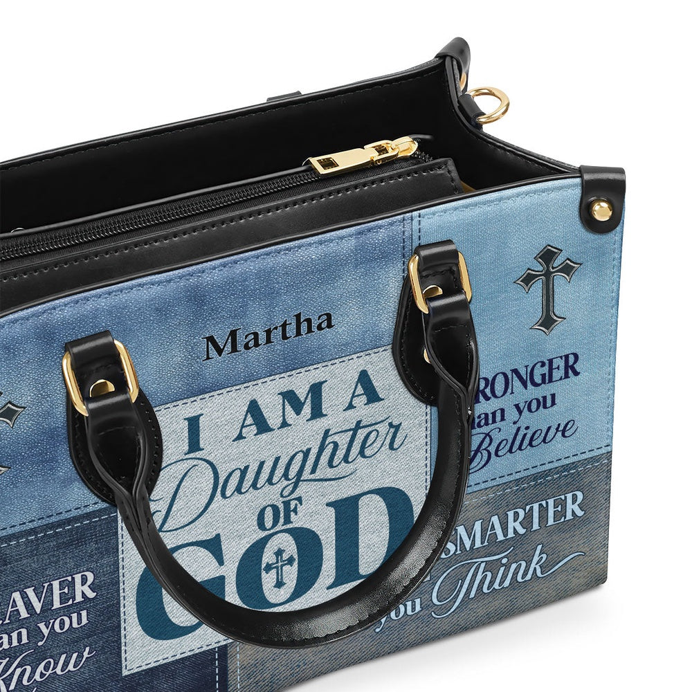 Personalized Christian Leather Bag, Daughter Of God Leather Handbag, Faith Handbag