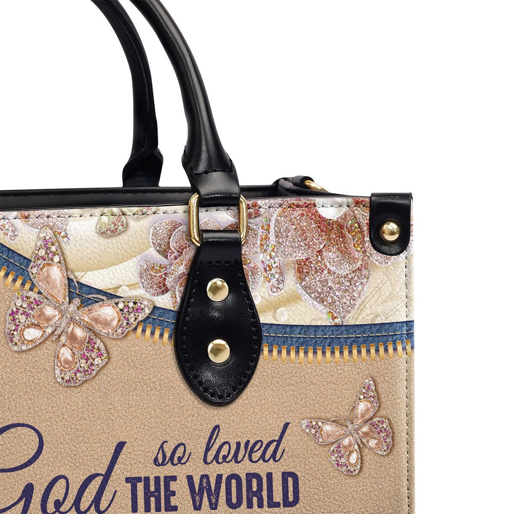 Personalized Christian Leather Bag, Elegant Personalized Leather Handbag - For God So Loved The World, Faith Handbag