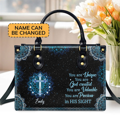 Personalized Christian Leather Bag, Elegant Personalized Leather Handbag - You Are Precious In His Sight, Faith Handbag