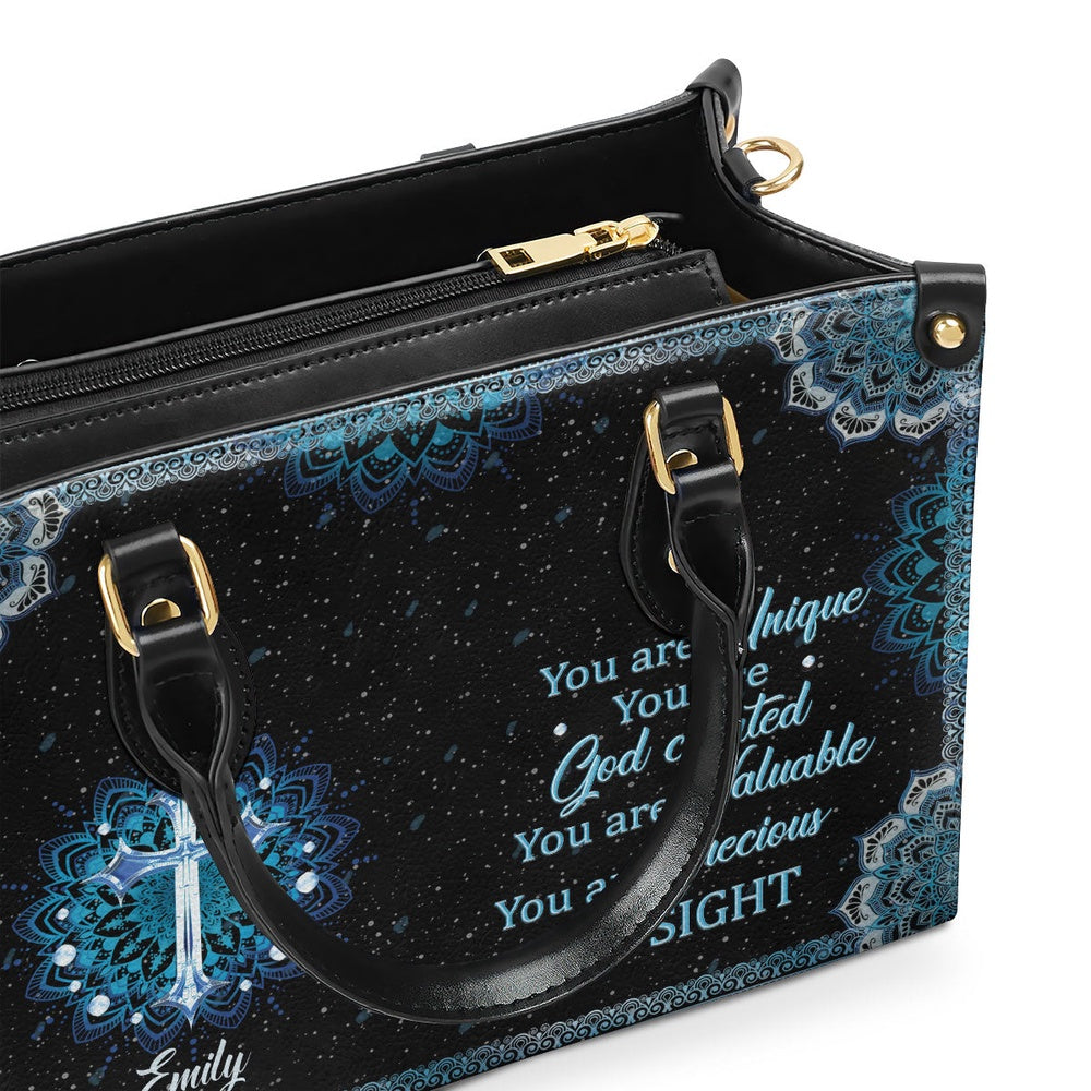 Personalized Christian Leather Bag, Elegant Personalized Leather Handbag - You Are Precious In His Sight, Faith Handbag