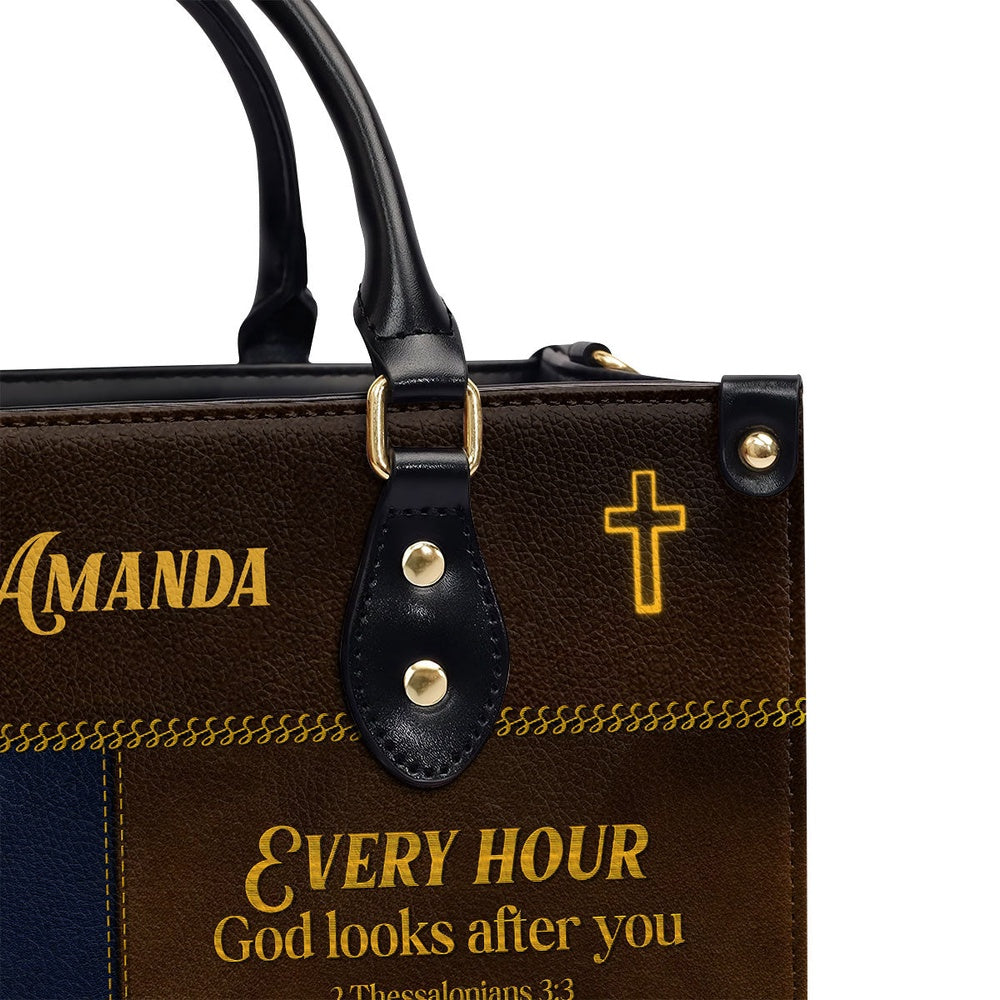 Personalized Christian Leather Bag, Everyday God Thinks Of You Meaningful Leather Handbag, Spiritual Gifts For Christian Woman, Faith Handbag