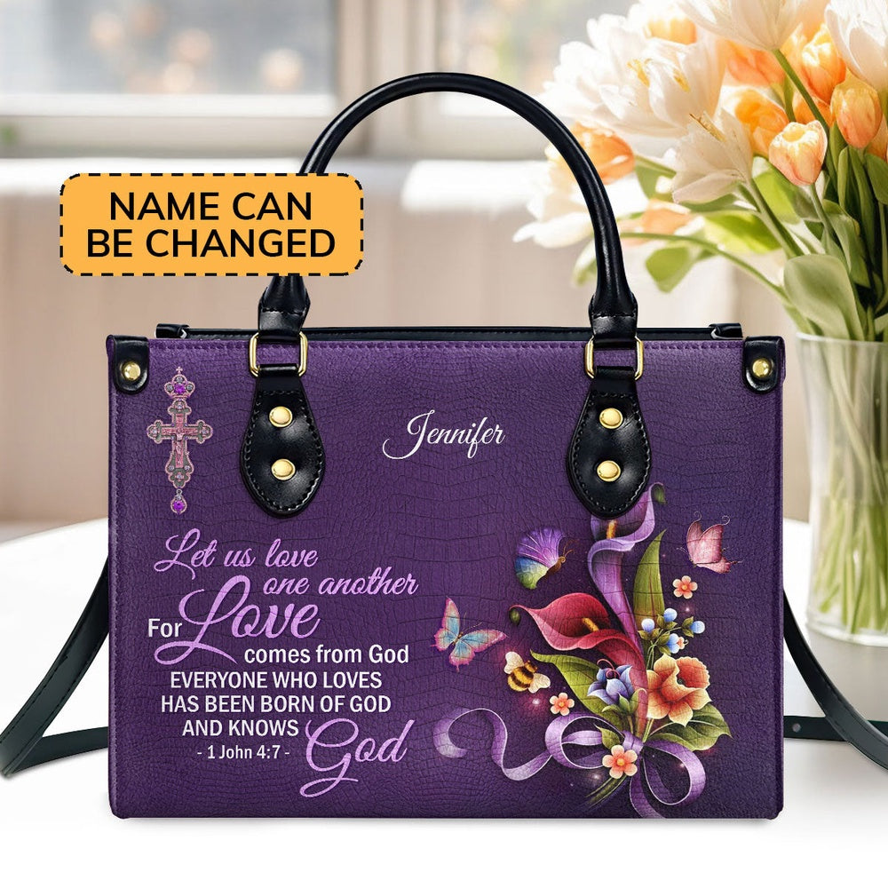 Personalized Christian Leather Bag, Everyone Who Loves Has Heen Born Of God And Knows God, Faith Handbag