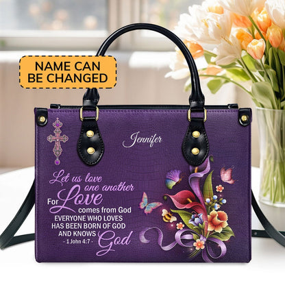 Personalized Christian Leather Bag, Everyone Who Loves Has Heen Born Of God And Knows God, Faith Handbag