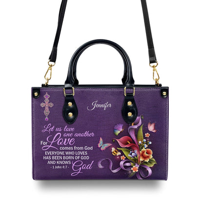 Personalized Christian Leather Bag, Everyone Who Loves Has Heen Born Of God And Knows God, Faith Handbag