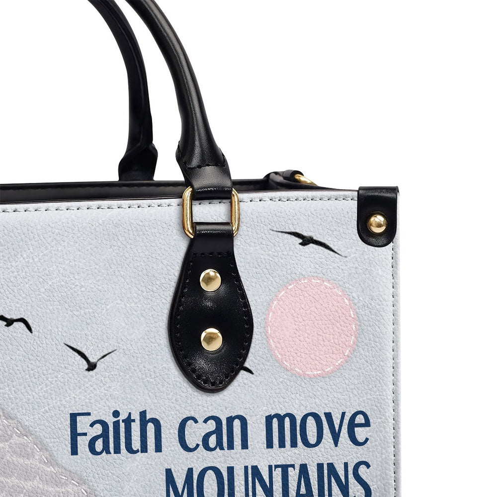 Personalized Christian Leather Bag, Faith Can Move Mountains Leather Handbag, Faith Handbag