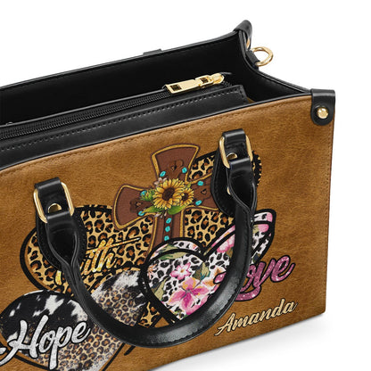 Personalized Christian Leather Bag, Faith Hope Love Leather Handbag, Faith Handbag