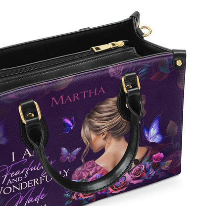 Personalized Christian Leather Bag, Fearfully and Wonderfully Made Leather Handbag, Faith Handbag