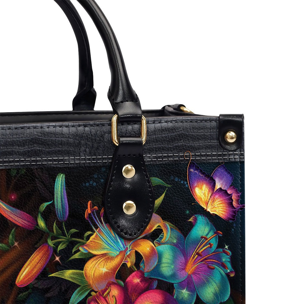 Personalized Christian Leather Bag, For I Know The Plans I Have For You - Beautiful Personalized Flower Leather Handbag, Faith Handbag