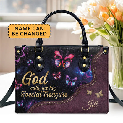 Personalized Christian Leather Bag, God Calls You His Special Treasure Leather Handbag, Faith Handbag