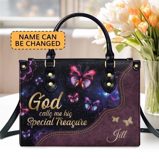 Personalized Christian Leather Bag, God Calls You His Special Treasure Leather Handbag, Faith Handbag
