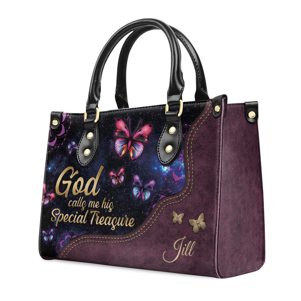 Personalized Christian Leather Bag, God Calls You His Special Treasure Leather Handbag, Faith Handbag