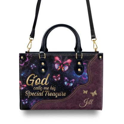 Personalized Christian Leather Bag, God Calls You His Special Treasure Leather Handbag, Faith Handbag