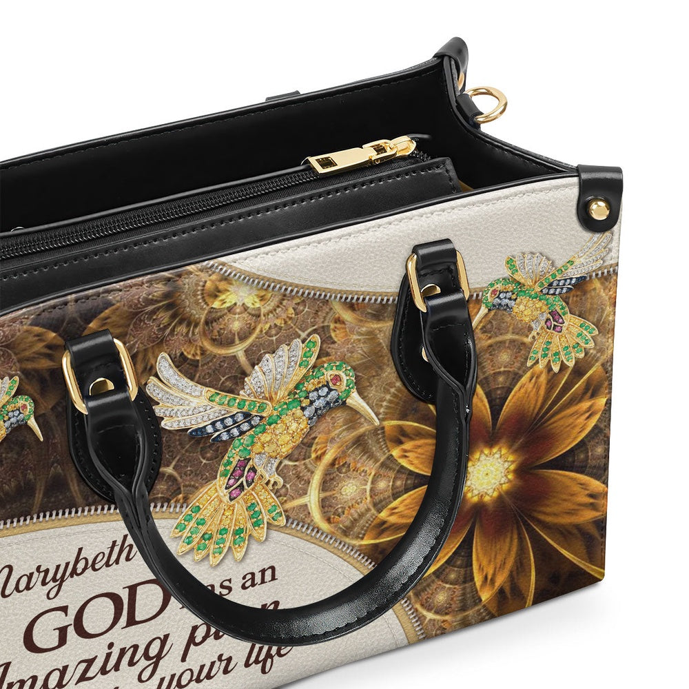 Personalized Christian Leather Bag, God Has An Amazing Plan For Your Life - Elegant Personalized Bird And Flower Leather Handbag, Faith Handbag
