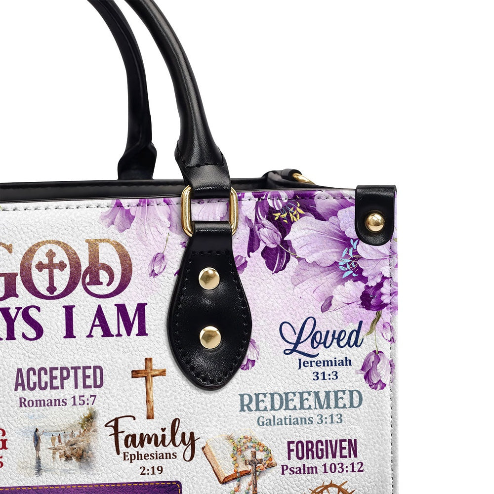 Personalized Christian Leather Bag, God Says I Am A New Creation 2 Corinthians 5 17 Leather Handbag, Faith Handbag