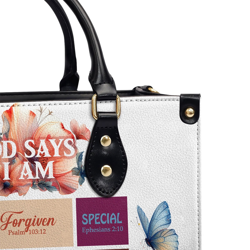 Personalized Christian Leather Bag, God Says I Am Special Ephesians 2 10 Leather Handbag, Faith Handbag
