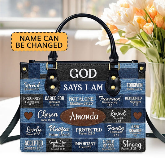 Personalized Christian Leather Bag, God Says You Are Leather Handbag  Gift For Her, Faith Handbag