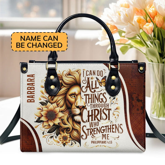 Personalized Christian Leather Bag, I Can Do All Things Leather Handbags, Faith Handbag