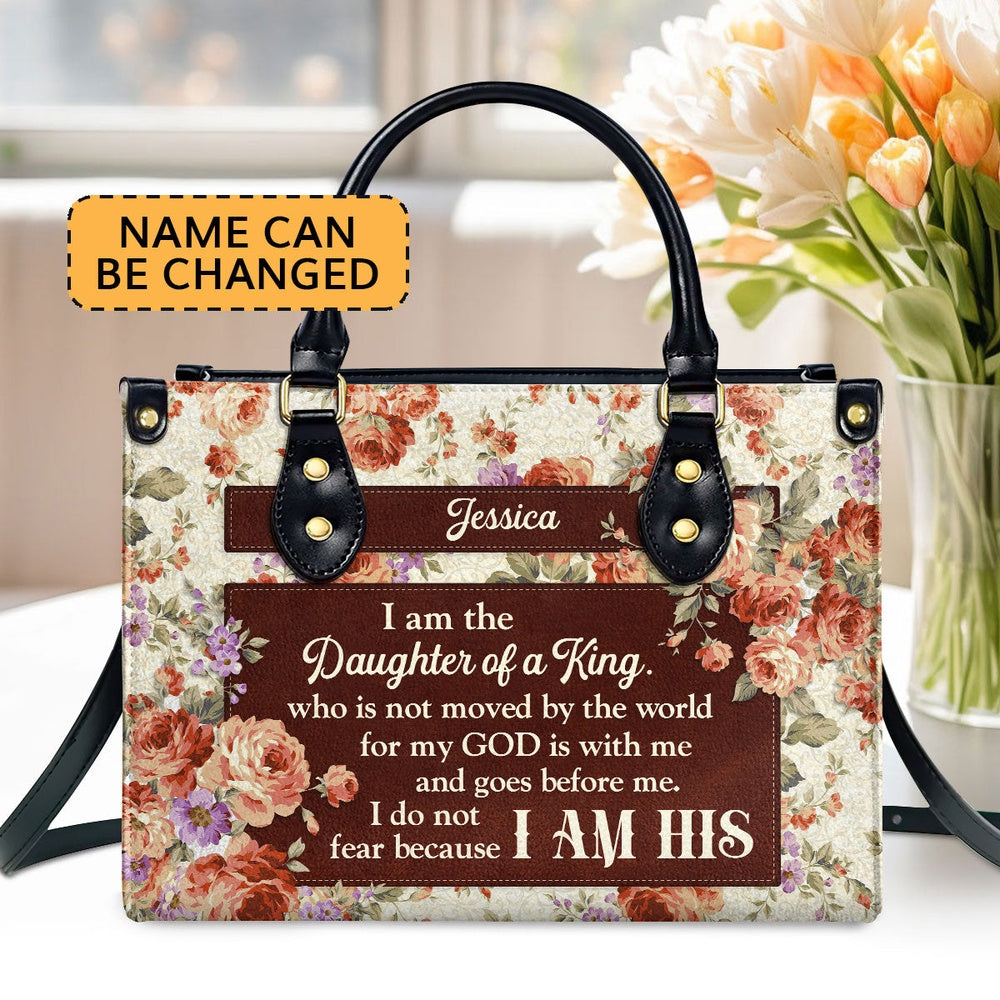 Personalized Christian Leather Bag, I Do Not Fear, For I Am His Leather Handbag  Christian Gifts For Women, Faith Handbag