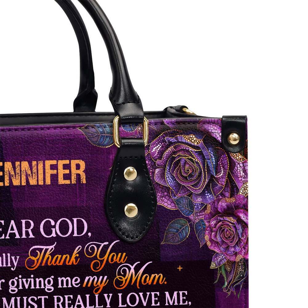 Personalized Christian Leather Bag, I Gratefully For Giving Me My Mom Leather Handbag, Faith Handbag