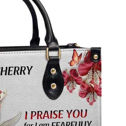 Personalized Christian Leather Bag, I Praise You, For I Am Fearfully And Wonderfully Made - Pretty Personalized Leather Handbag, Faith Handbag