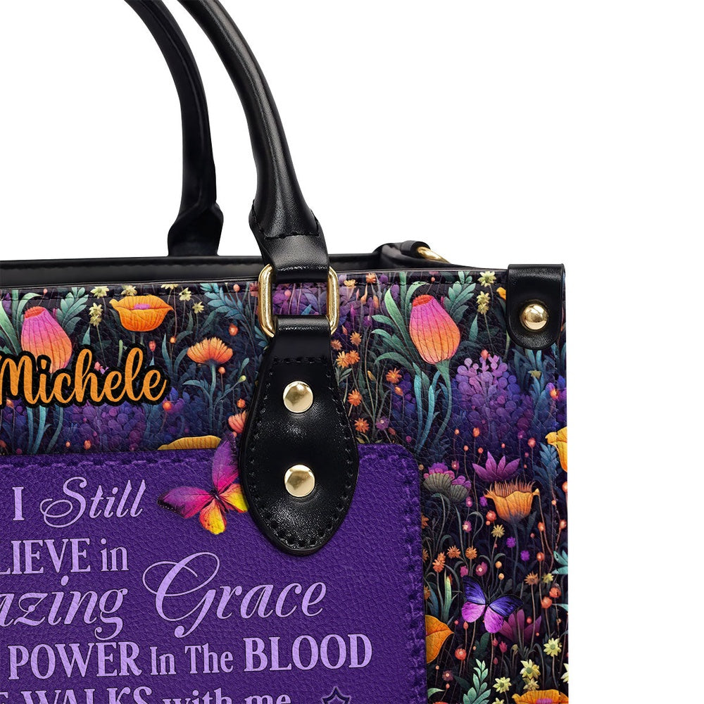 Personalized Christian Leather Bag, I Still Believe In Amazing Grace Leather Handbag, Faith Handbag