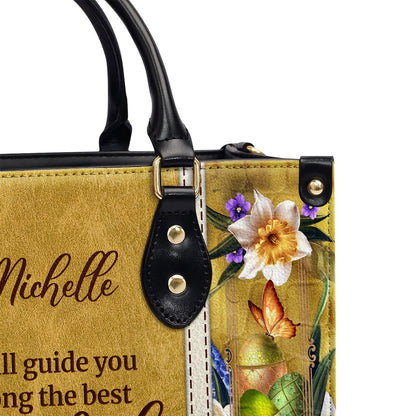 Personalized Christian Leather Bag, I Will Advise You And Watch Over You - Unique Personalized Christian Leather Handbag, Faith Handbag