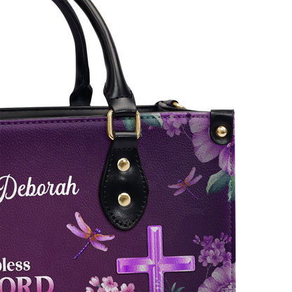 Personalized Christian Leather Bag, I Will Bless The Lord At All Time Leather Handbag, Faith Handbag