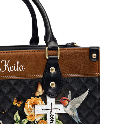 Personalized Christian Leather Bag, I Will Bless The Lord At All Times - Special Personalized Leather Handbag, Faith Handbag