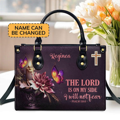 Personalized Christian Leather Bag, I Will Not Fear Leather Handbag, Faith Handbag