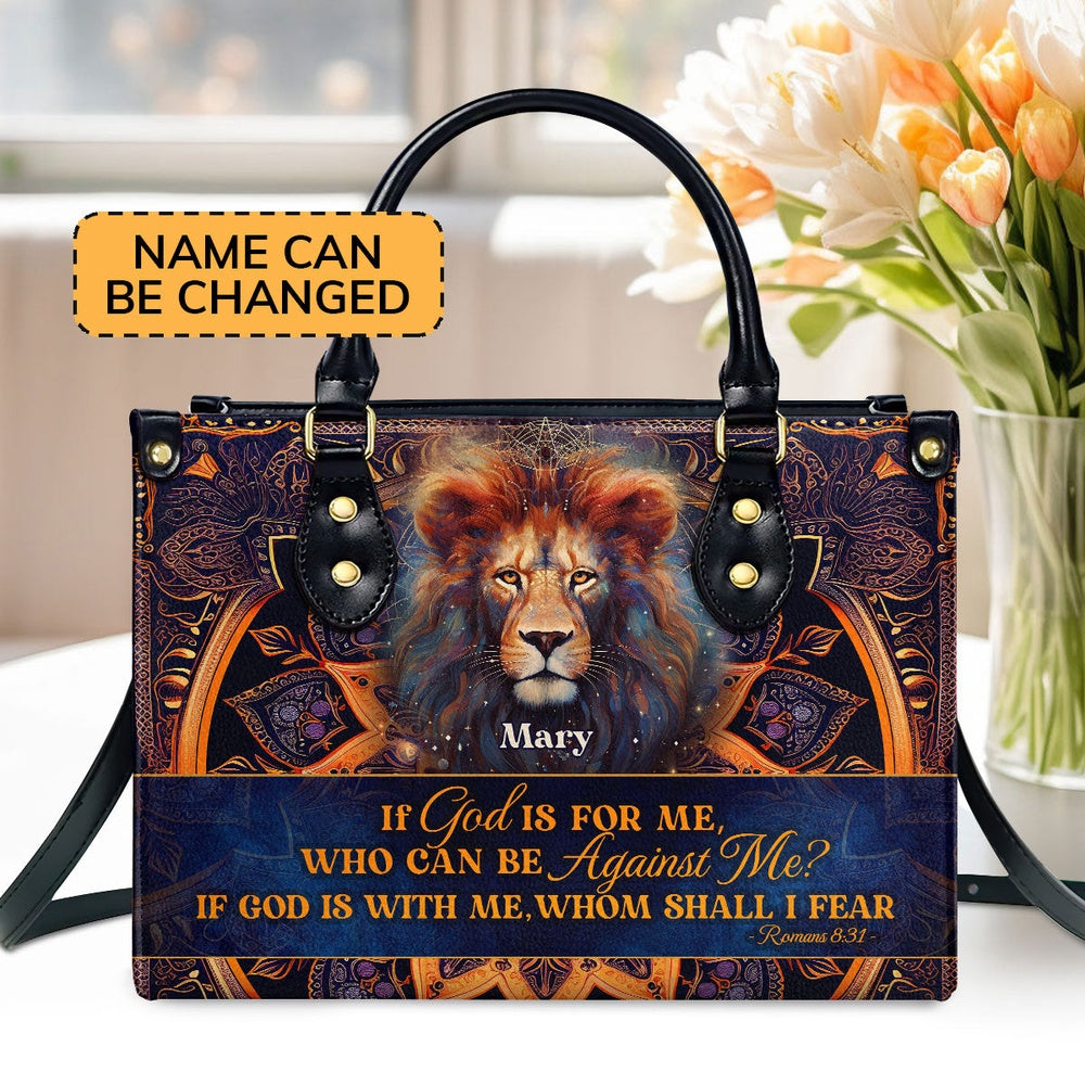 Personalized Christian Leather Bag, If God Is For Me Leather Handbag, Faith Handbag