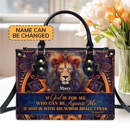 Personalized Christian Leather Bag, If God Is For Me Leather Handbag, Faith Handbag