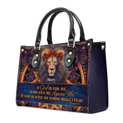 Personalized Christian Leather Bag, If God Is For Me Leather Handbag, Faith Handbag