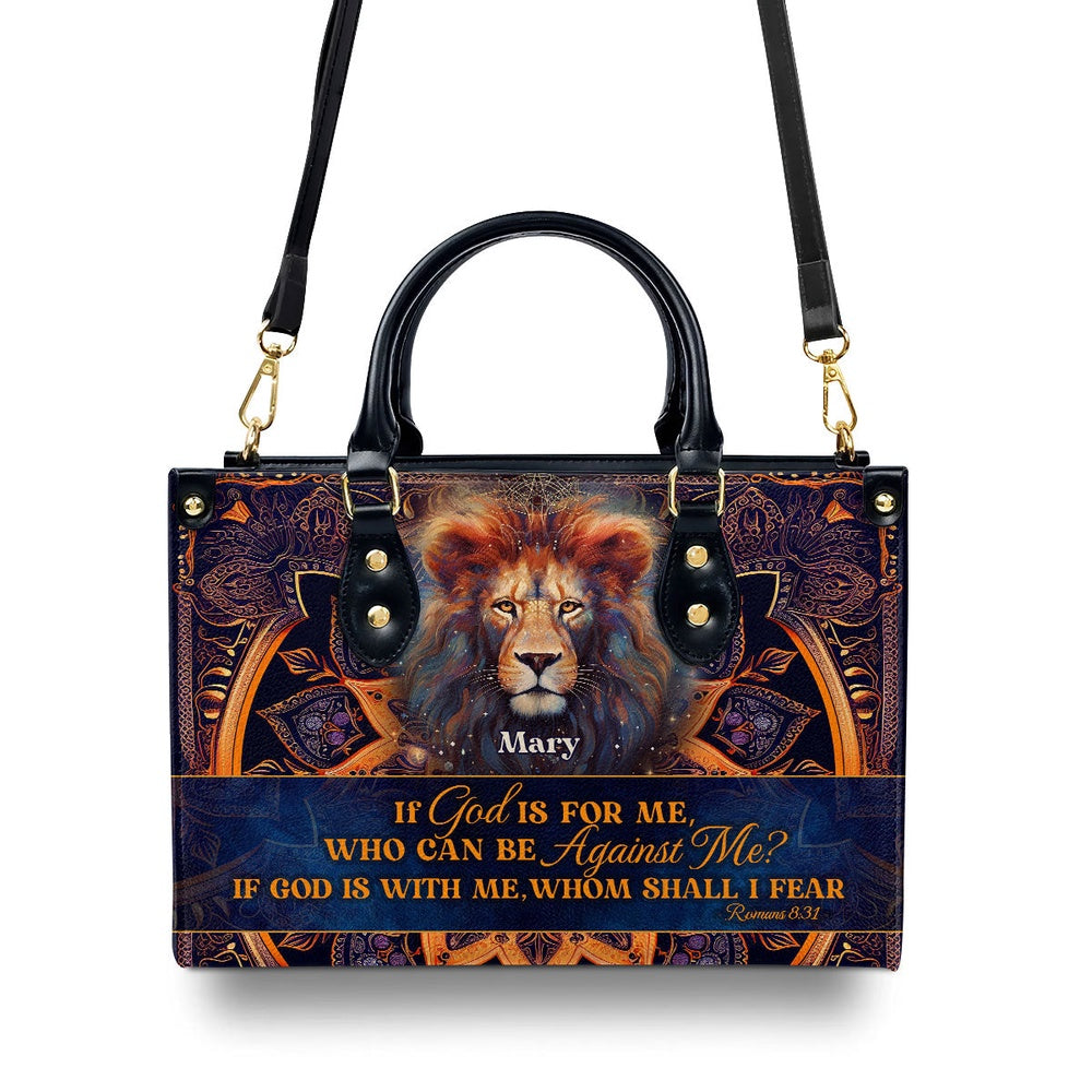Personalized Christian Leather Bag, If God Is For Me Leather Handbag, Faith Handbag
