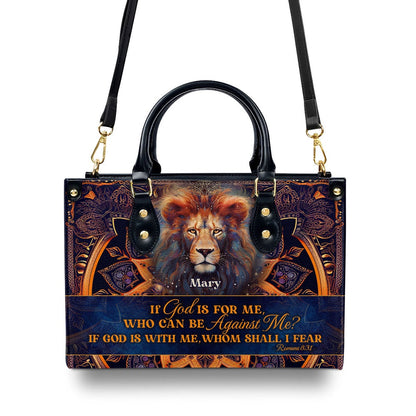 Personalized Christian Leather Bag, If God Is For Me Leather Handbag, Faith Handbag